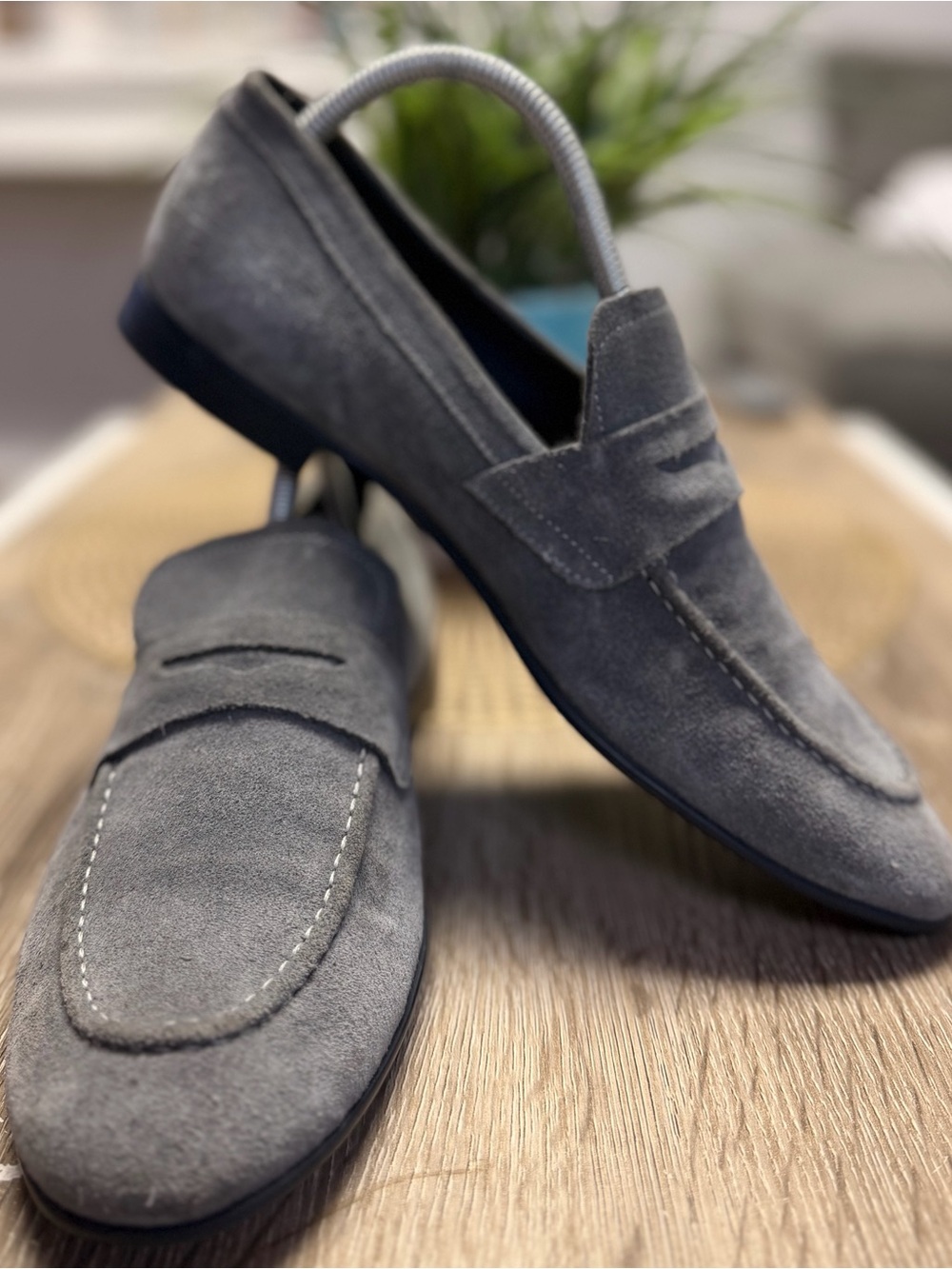 Florsheim Imperial Grey Suede Penny Loafers Made In Italy Men's Size 6 US / 5 EU